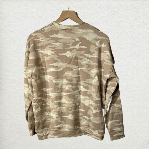 Athleta Oversized Pullover Sweatshirt S Luxe Oatmeal Camo Crewneck Athleisure - Picture 4 of 10